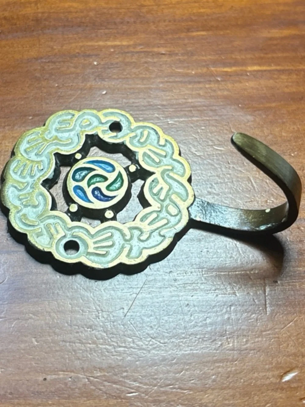 Vintage 1971 Ecology Designs “The Starship Earth” Enamel Brass Wall Hook